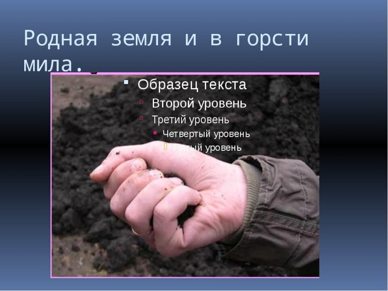 Родная земля и в горсти Мила