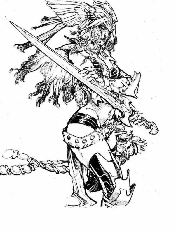 Валькирия рисунок карандашом