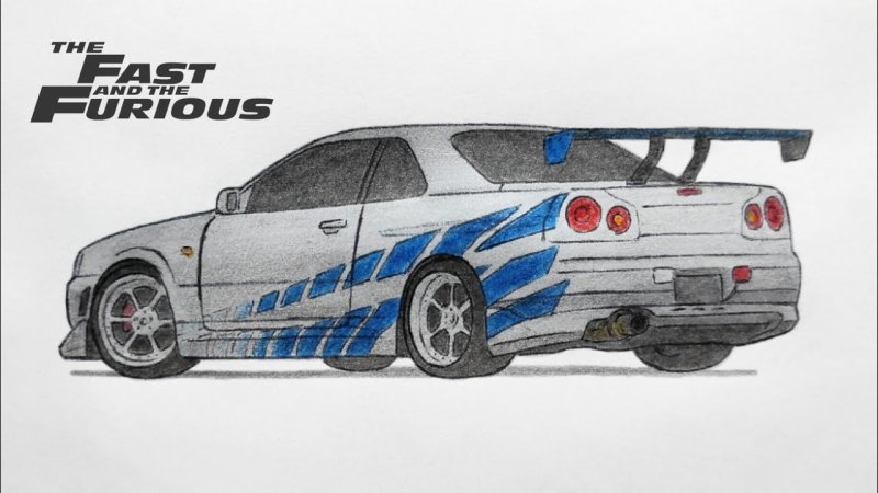 Nissan Skyline GTR r34 нарисованный