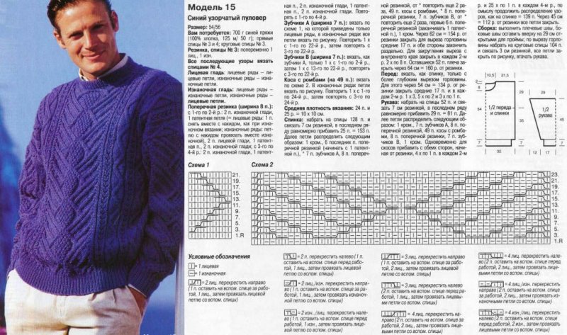 Мужской джемпер спицами схемы