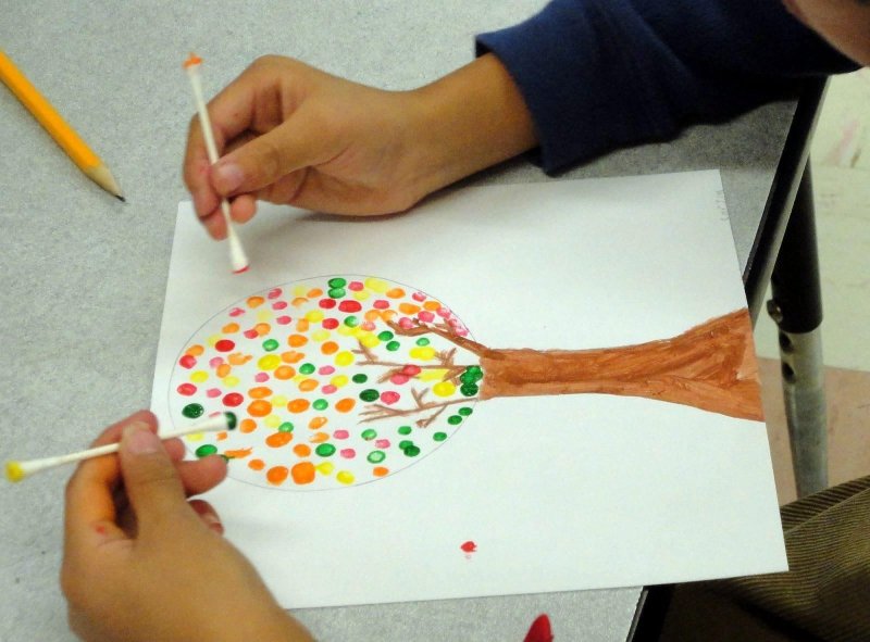 Рисование ватными палочками для детей