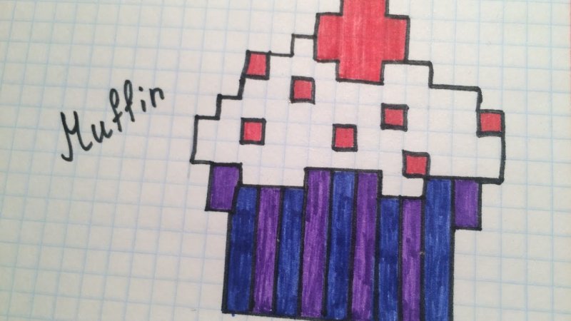 Рисунки по клеточкам кексик