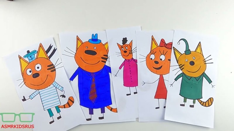 Коржик Карамелька и компот три кота нарисовать