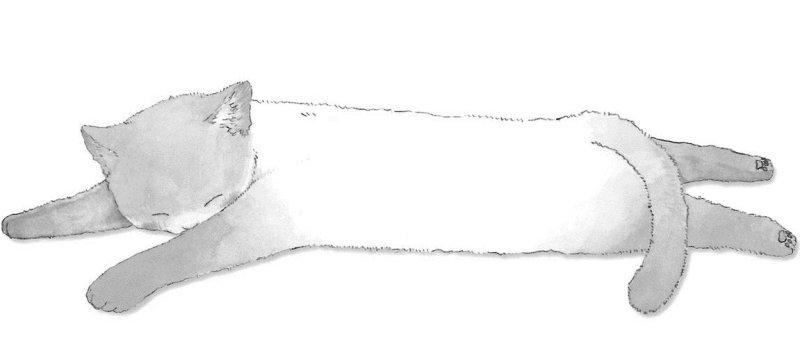 Котик лежит рисунок