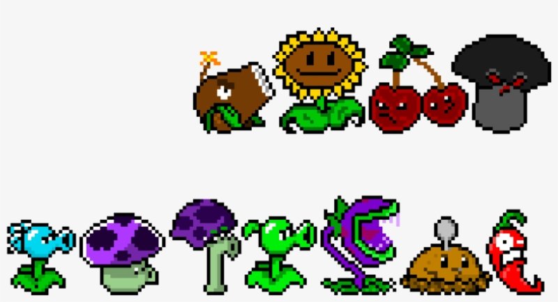 Plants vs Zombies Горохострел Pixel Art