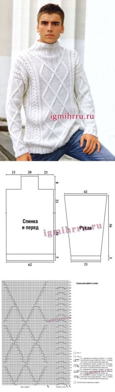 Вязаный мужской свитер схемы