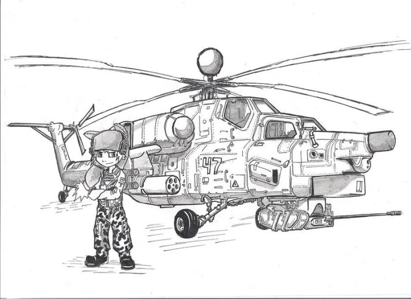 Раскраска. Военные вертолеты