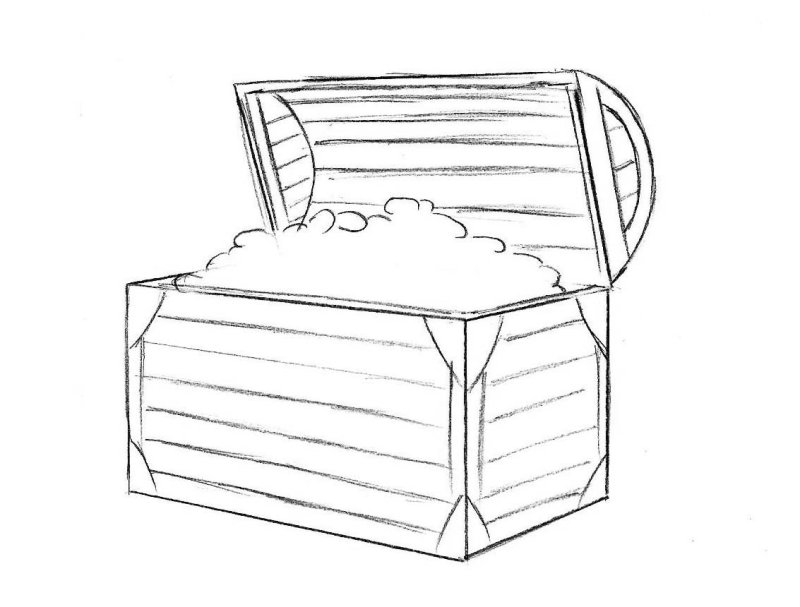 Поэтапное рисование сундука