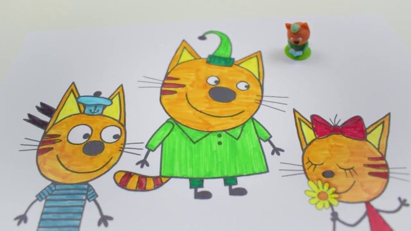 Три кота компот Коржик и Карамелька рисунок