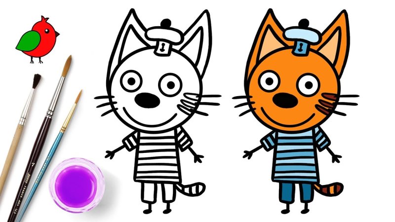 Коржик из мультика три кота рисунок