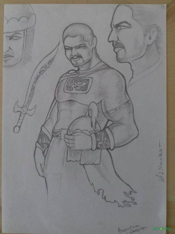 Батыр рисунок карандашом