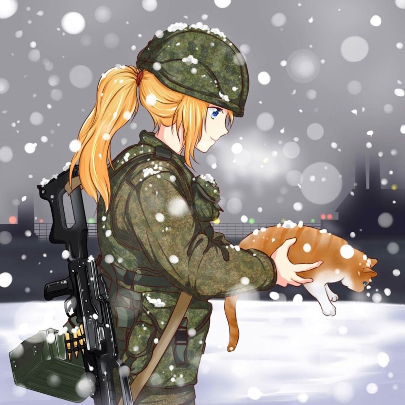 Девушка в военной форме арт
