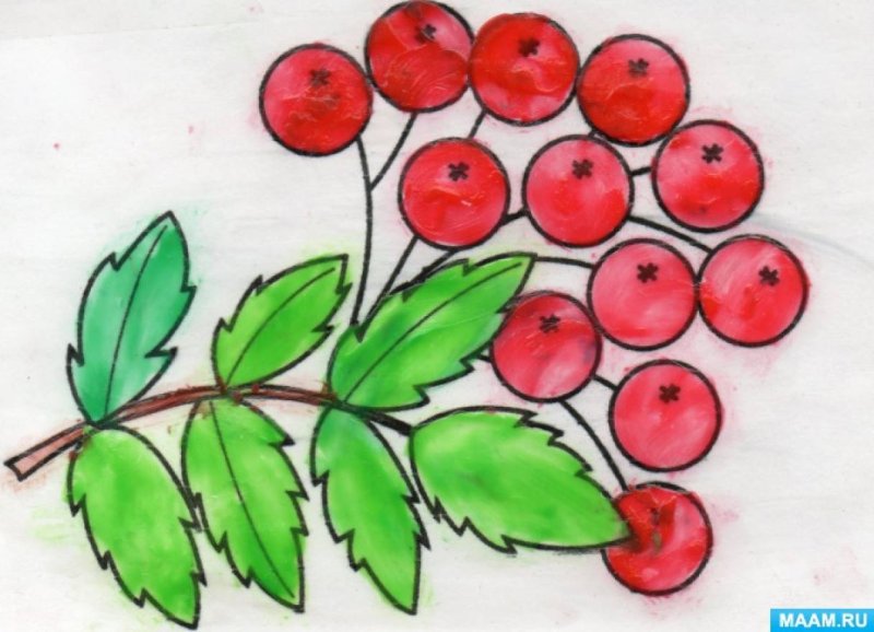 Пластилинография веточка рябины