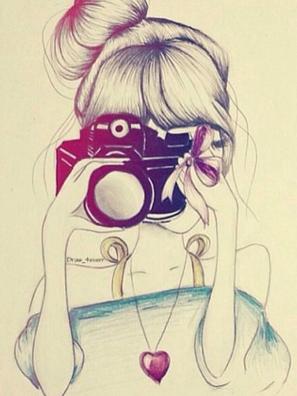 Девушка с фотоаппаратом рисунок