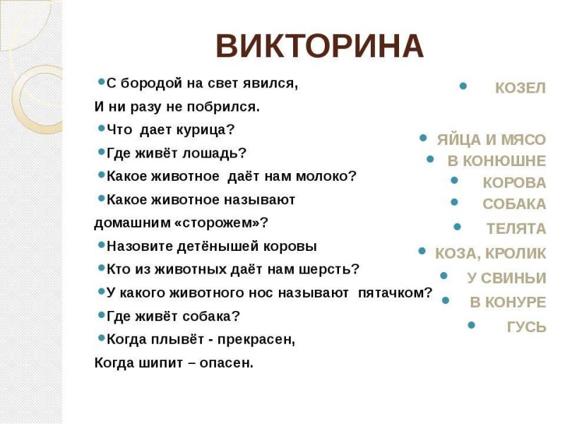 Вопросы для викторины с ответами для детей