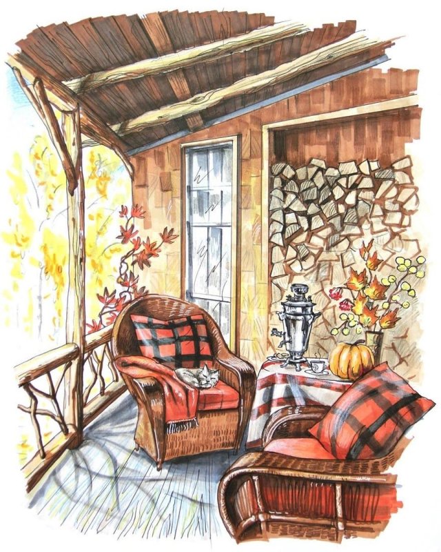 Акварельные домики