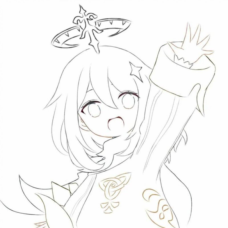 Раскраски аниме Геншин Паймон