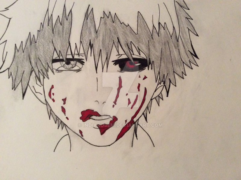 Рисовка аниме Токийский гуль