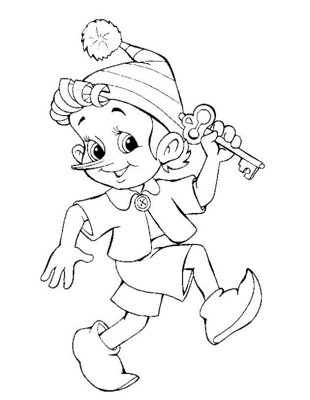 Раскраски Буратино и золотой ключик