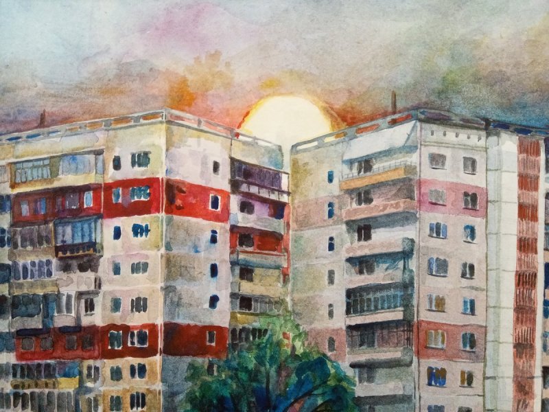 Панельки акварелью
