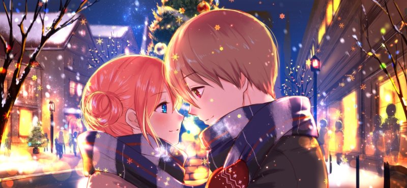 Новогодняя аниме пара