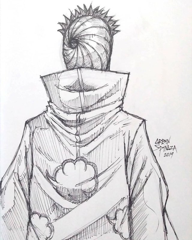 Обито Учиха в маске рисунок