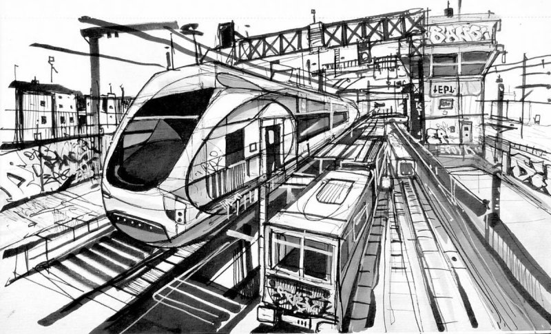 Поезд карандашом