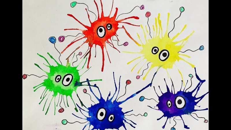 микробы рисование кляксография