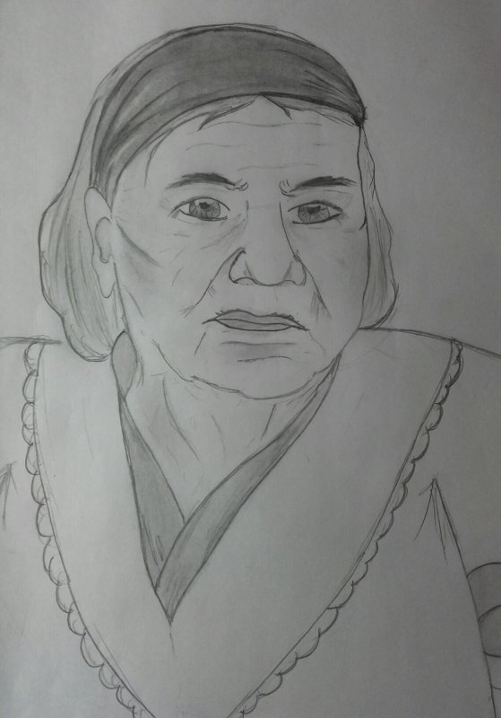 портрет бабушки карандашом