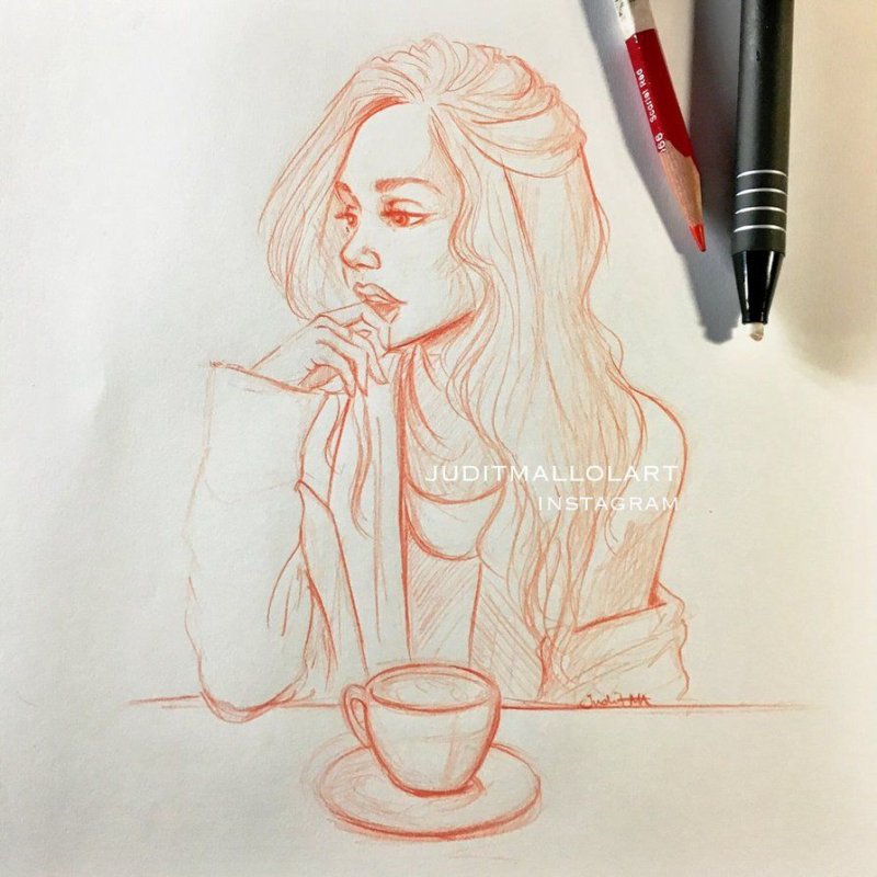 Рисунки красным карандашом