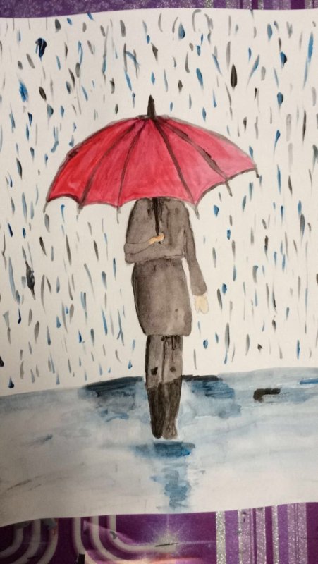 рисунок человек под дождем
