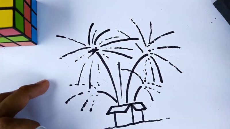 Поэтапное рисование салюта для детей
