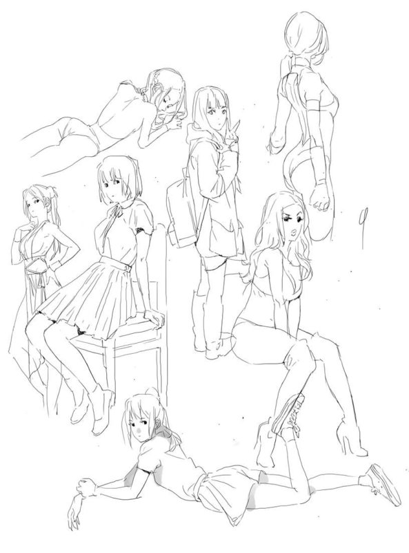 Позы для рисования персонажей аниме