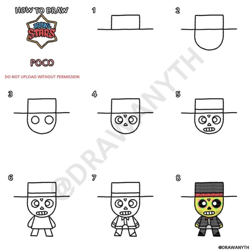 Поэтапные рисунки Brawl Stars
