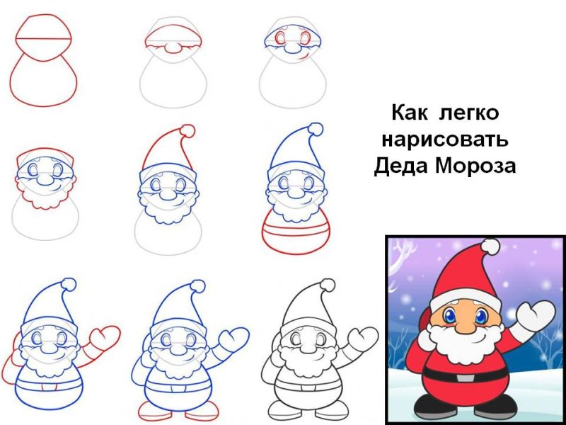 Рисовать Деда Мороза