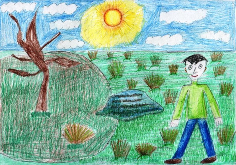 Рисунок к рассказу горячий камень