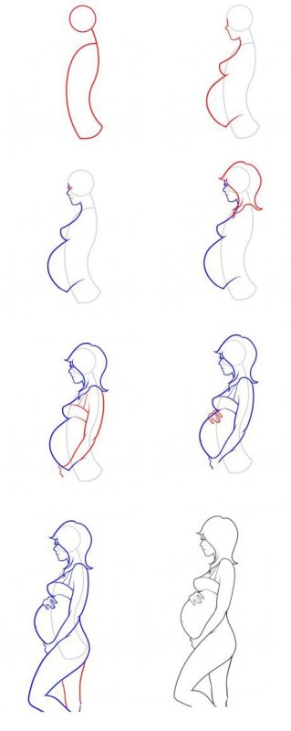 Поэтапный рисунок женщины