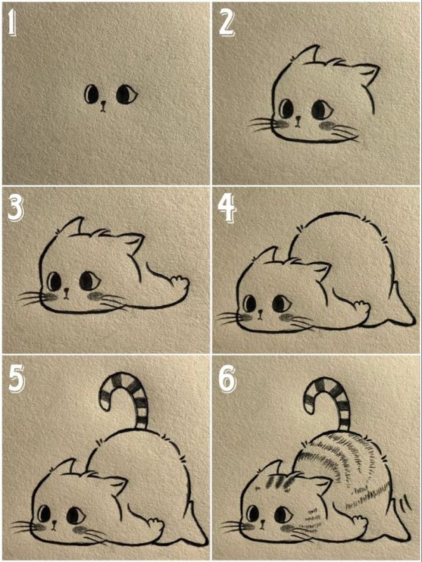 Кот рисунок карандашом легкий
