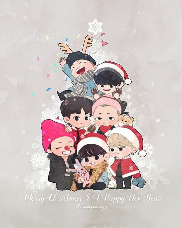 Новогодние Чиби BTS