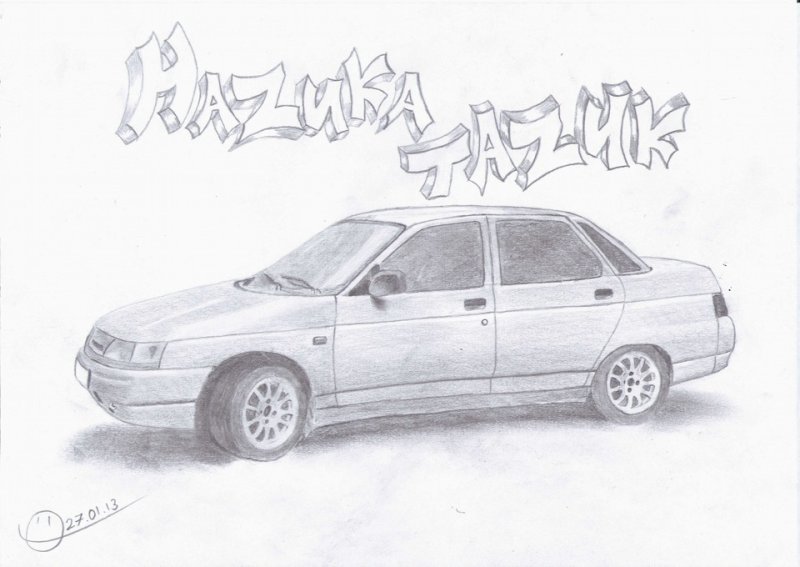 ВАЗ 2110 спереди нарисованная