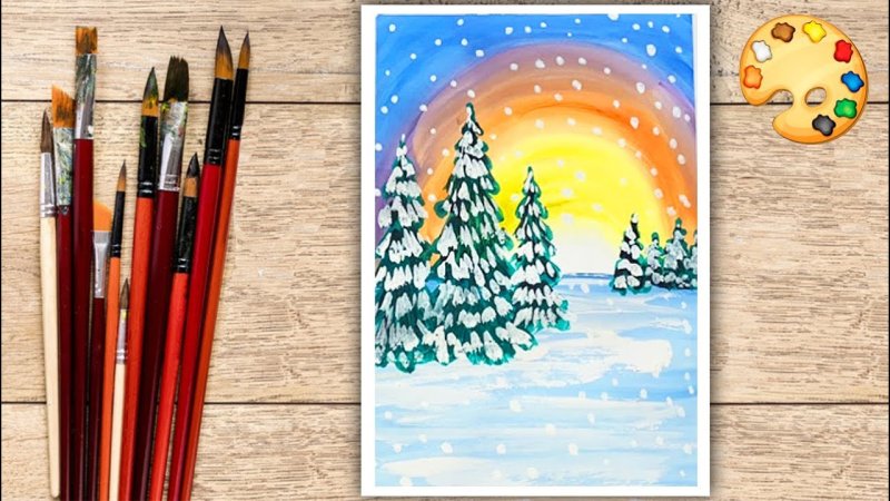 Простые рисунки гуашью для детей
