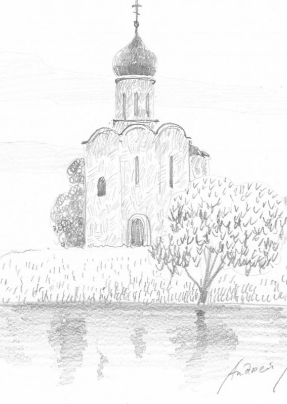 Церковь карандашом