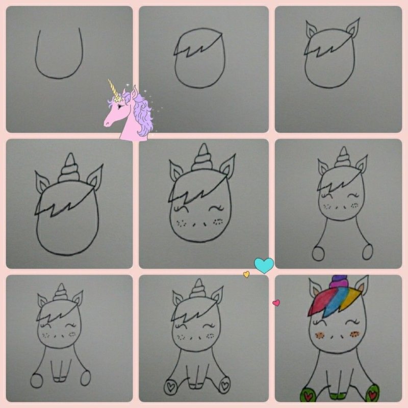 единорог рисунок для детей простой поэтапно