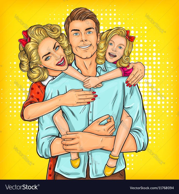 Семья в стиле поп арт