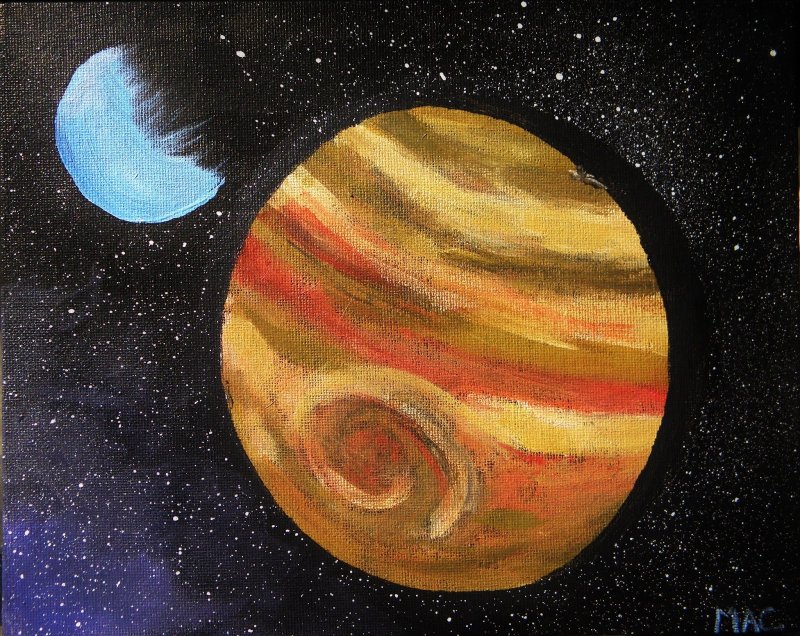 рисунок космоса гуашью