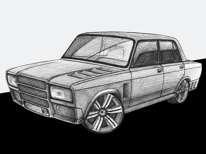 ВАЗ[ 2107 рисунок тюнингованный