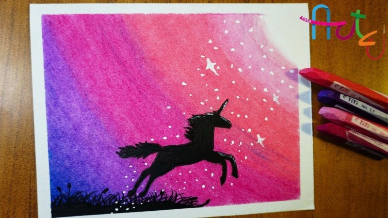 единорог гуашью