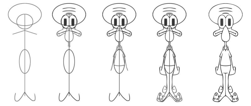 Как рисовать Сквидварда из Спанч Боба