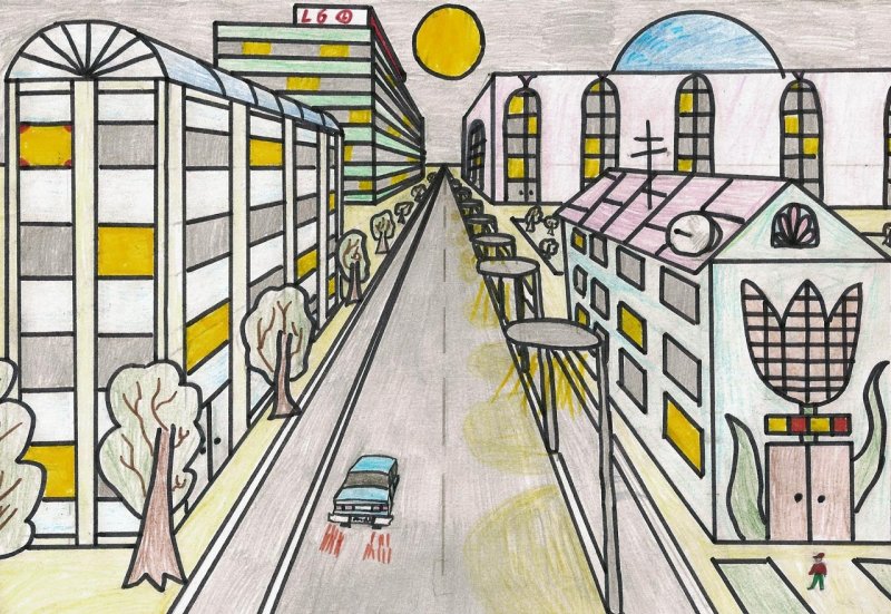 Перспектива улицы рисунок
