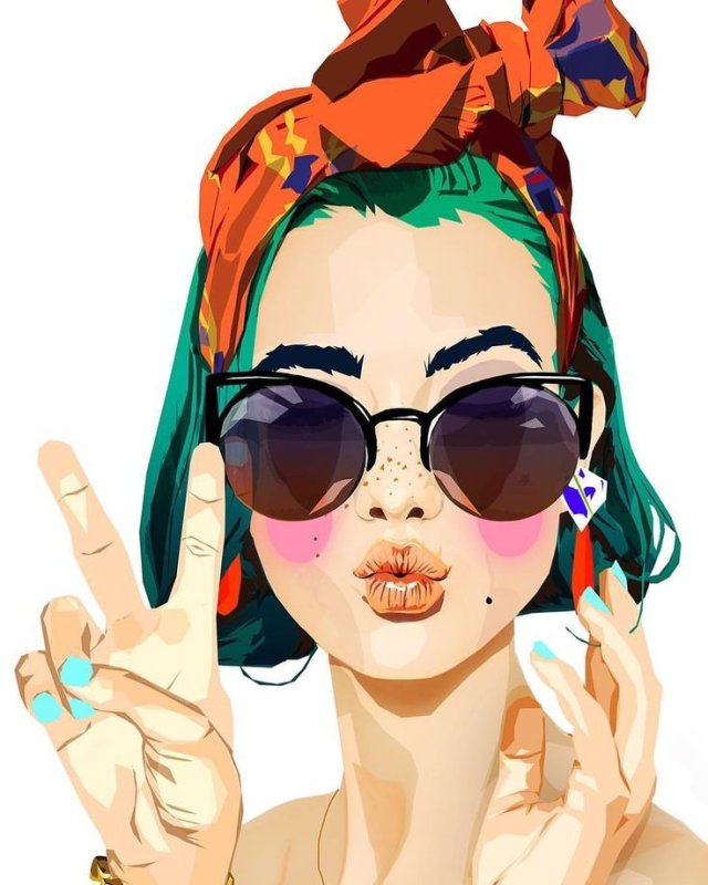 Перчатки 3d Pop Art girl m